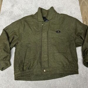 Vintage Pierre Cardin Jacket Mens Large Green Wool Blend Zip Button Bomber 90s